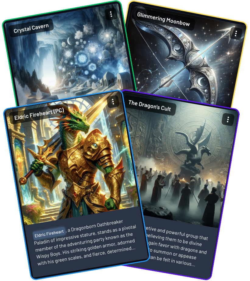 Archivist auto-detecting characters, items, factions, and locations in a TTRPG session