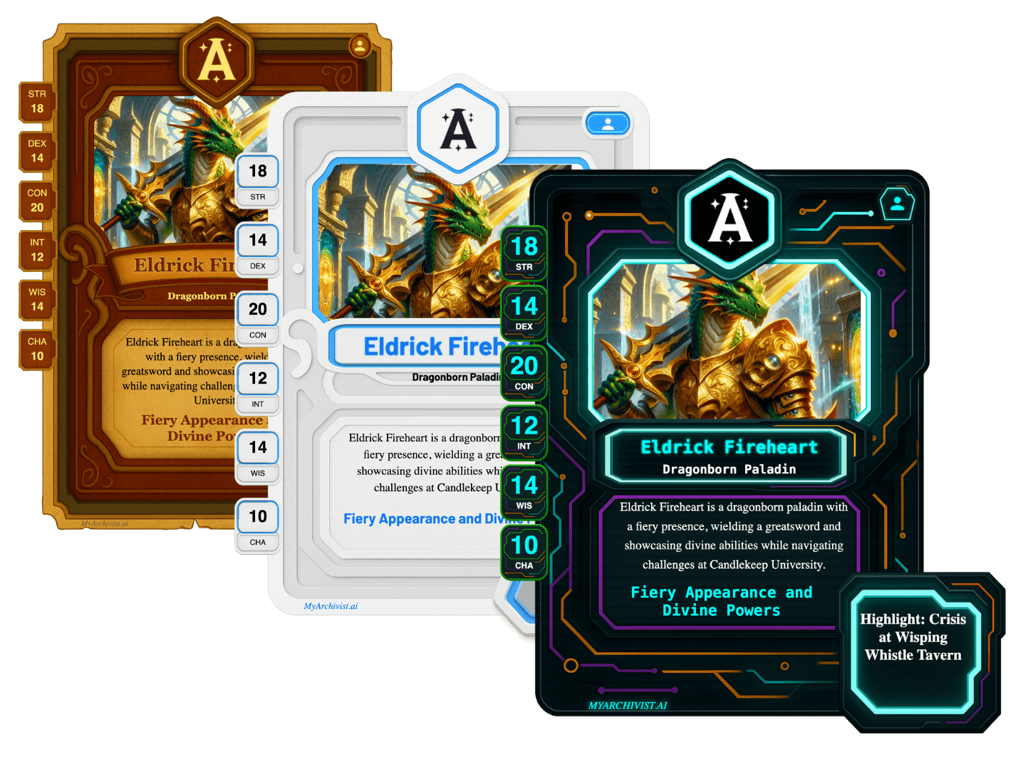 Digital Trading Cards showing various themes and refreshed artwork options