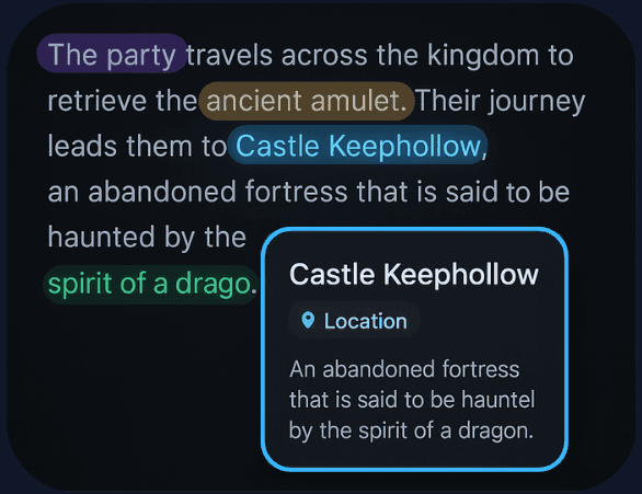 Tags in action showing hover card functionality