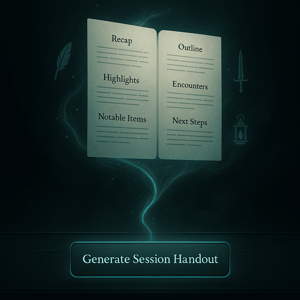 Archivist session handout feature showing a clean, 2-page session summary